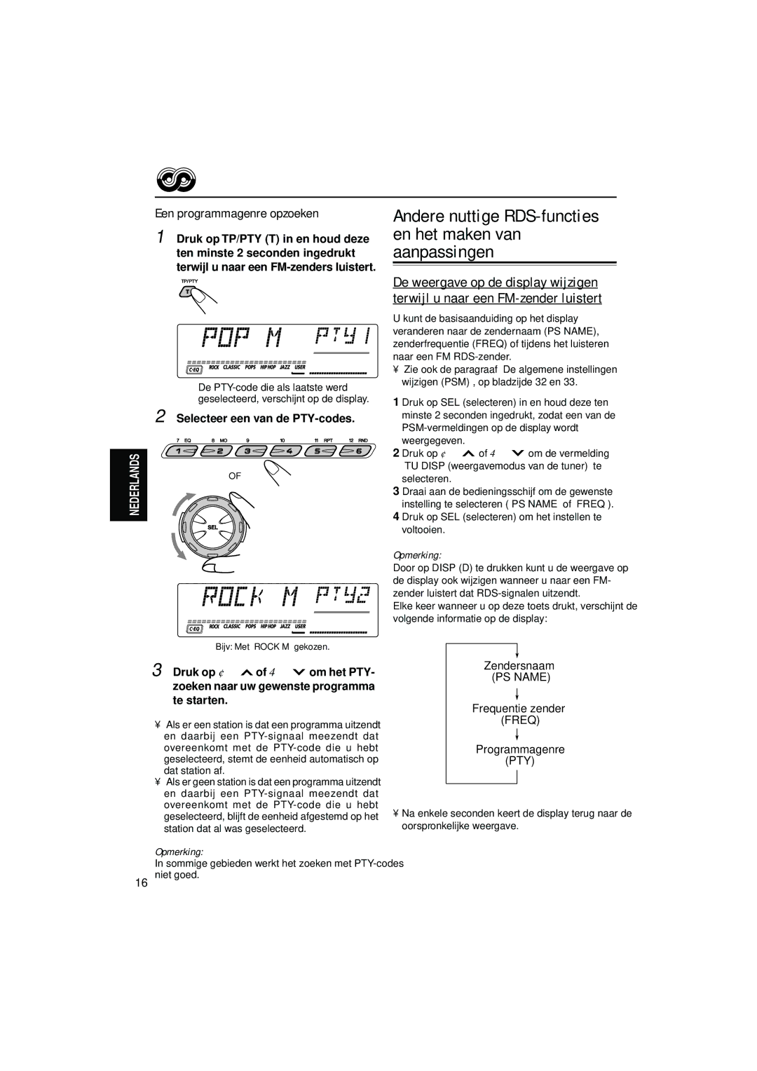 JVC KD-LH7R, KD-LH5R manual Andere nuttige RDS-functies en het maken van aanpassingen, Een programmagenre opzoeken 