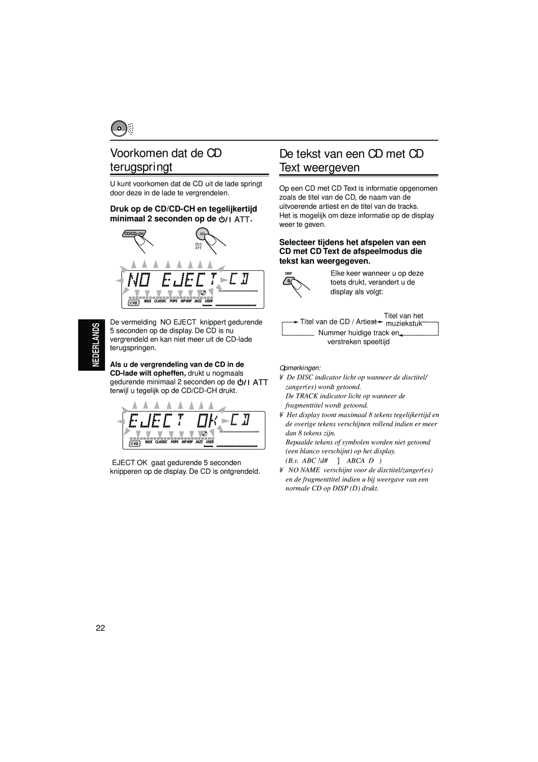 JVC KD-LH7R, KD-LH5R manual Voorkomen dat de CD terugspringt 