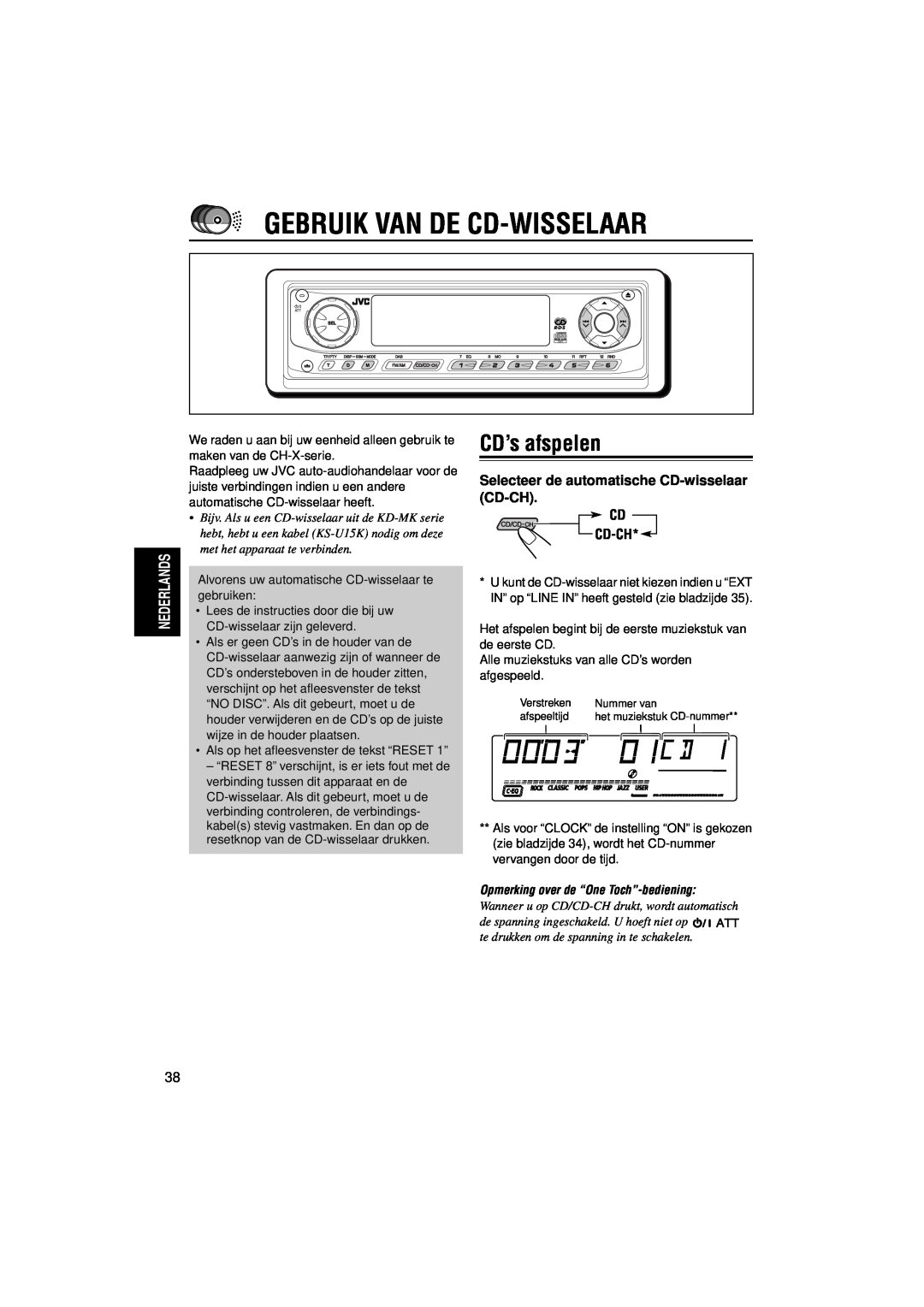JVC KD-LH7R, KD-LH5R Gebruik Van De Cd-Wisselaar, CD’s afspelen, Selecteer de automatische CD-wisselaar CD-CH CD, Cd-Ch 