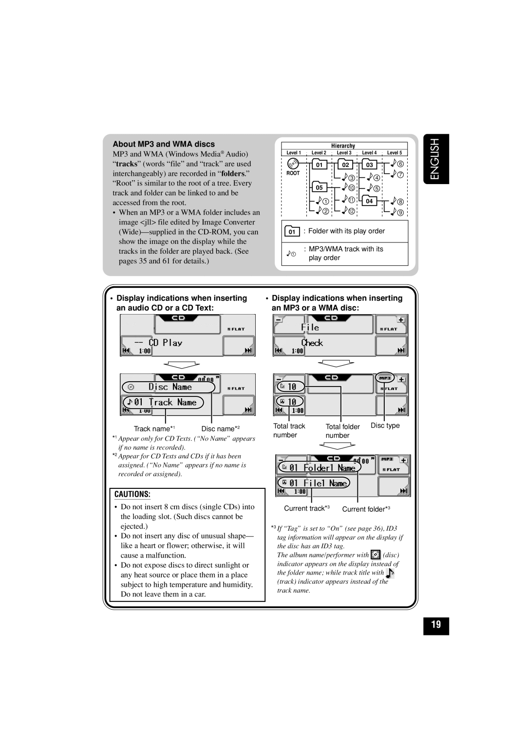 JVC KD-LHX501, KD-LHX502 manual About MP3 and WMA discs, Track name Disc name 