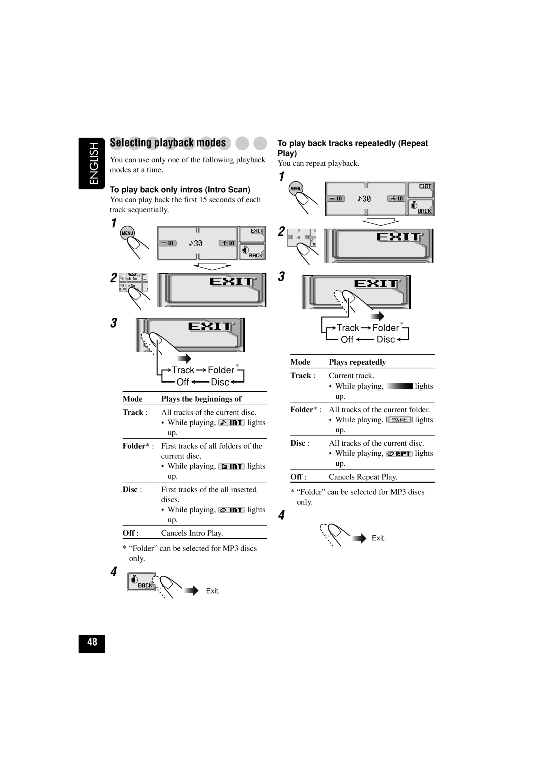 JVC KD-LHX502, KD-LHX501 manual Track Folder Off Disc 