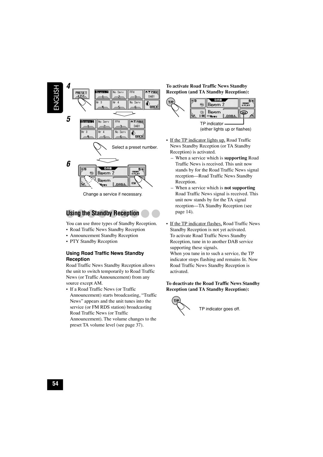 JVC KD-LHX502, KD-LHX501 manual Using the Standby Reception, Using Road Traffic News Standby Reception 