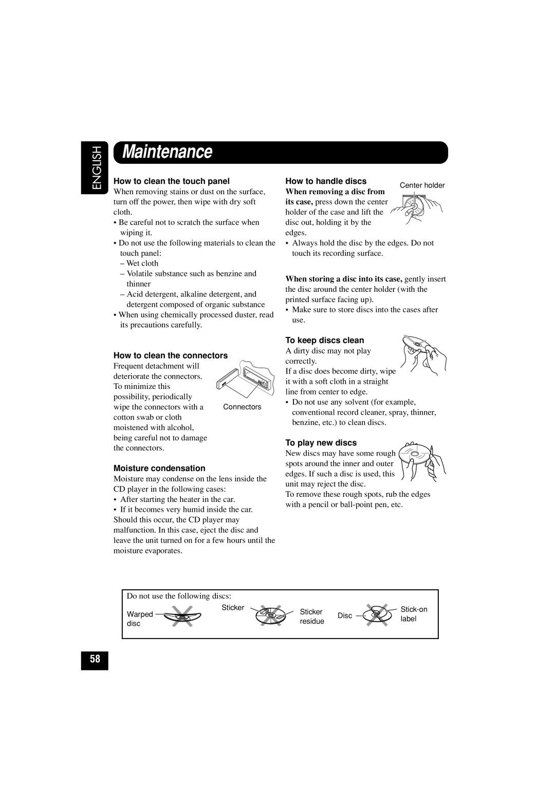 JVC KD-LHX502, KD-LHX501 manual Maintenance 