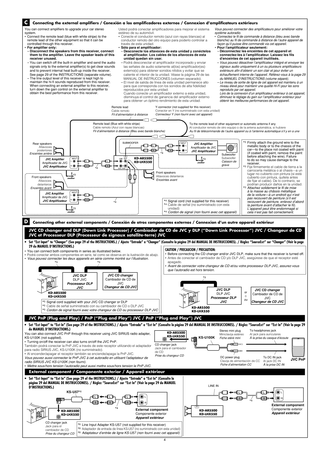 JVC KD-LHX550, KD-AR5500 manual Du Manuel D’INSTRUCTIONS, See page 29 of the Instructions separate volume 