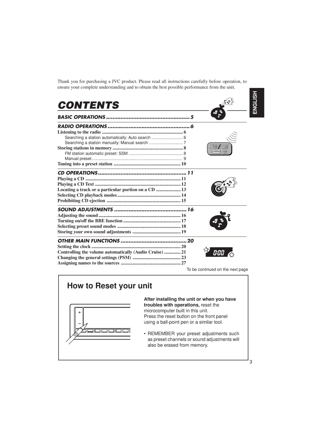 JVC KD-LX1 manual Contents 