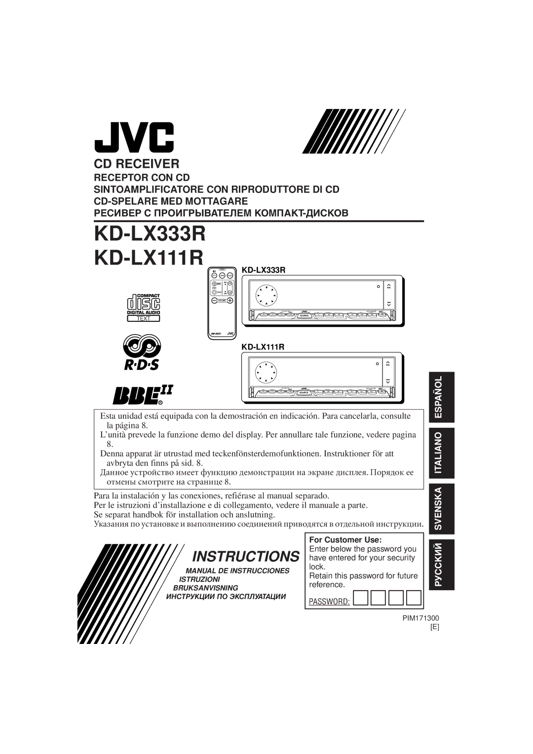 JVC manual KD-LX333R KD-LX111R 