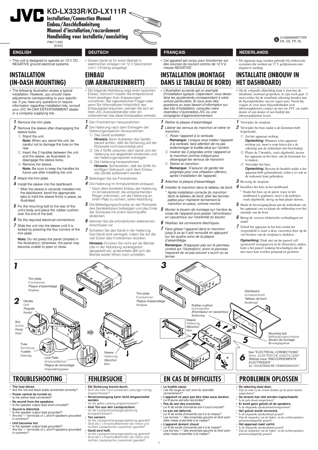 JVC KD-LX333R manual ’illustration suivante est un exemple, Faire les ajustements correspondant à votre, Manchon, Fermer 