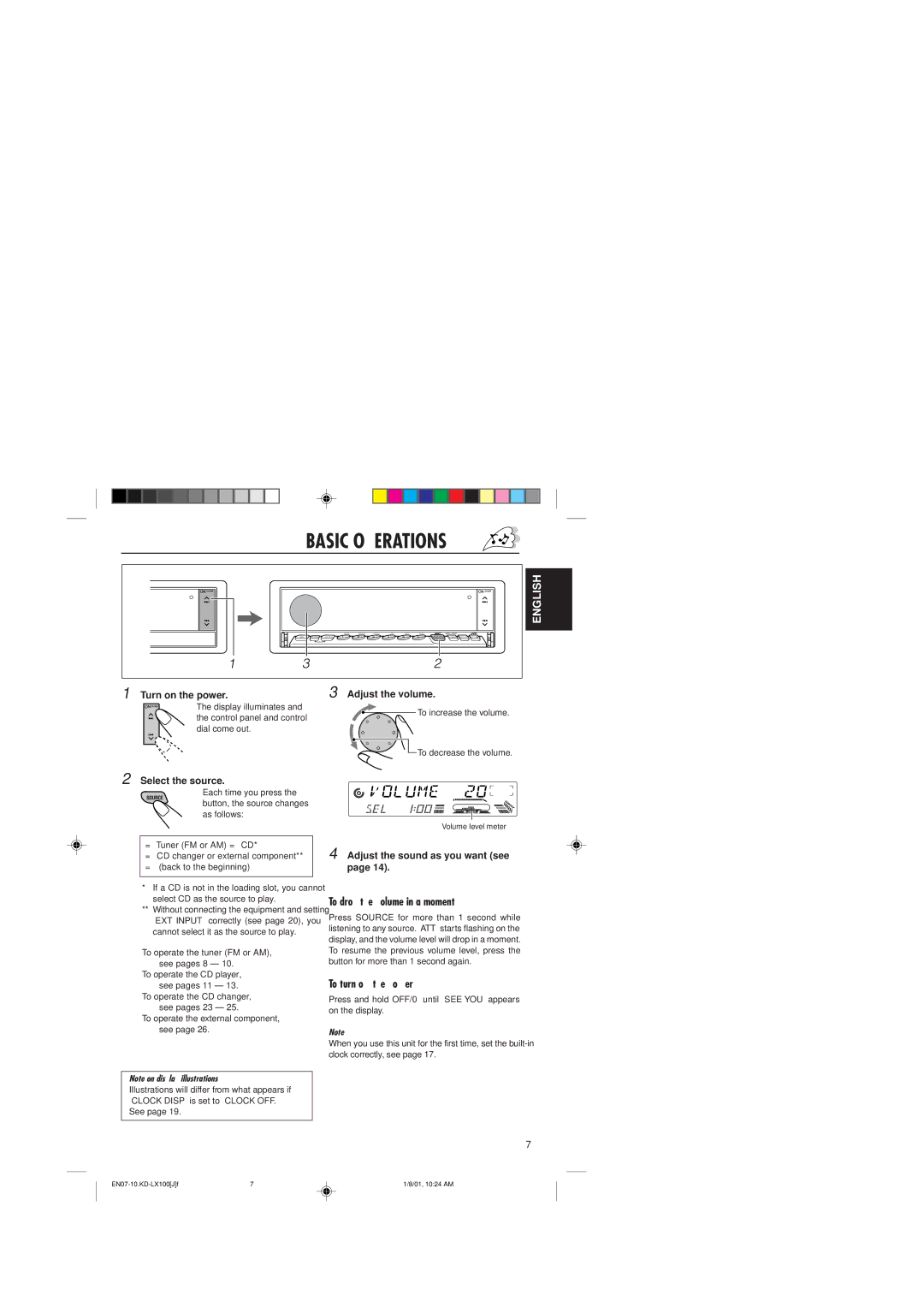 JVC KD-LX300 manual Basic Operations 