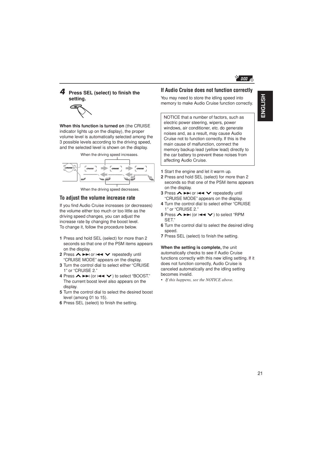 JVC KD-LX300 manual To adjust the volume increase rate 