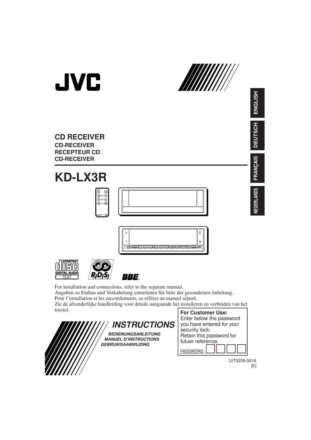 JVC KD-LX3R manual 