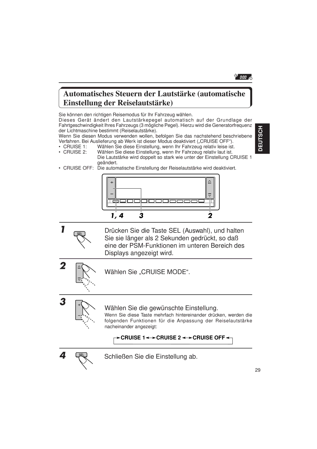 JVC KD-LX3R manual Cruise 1 Cruise 2 Cruise OFF 