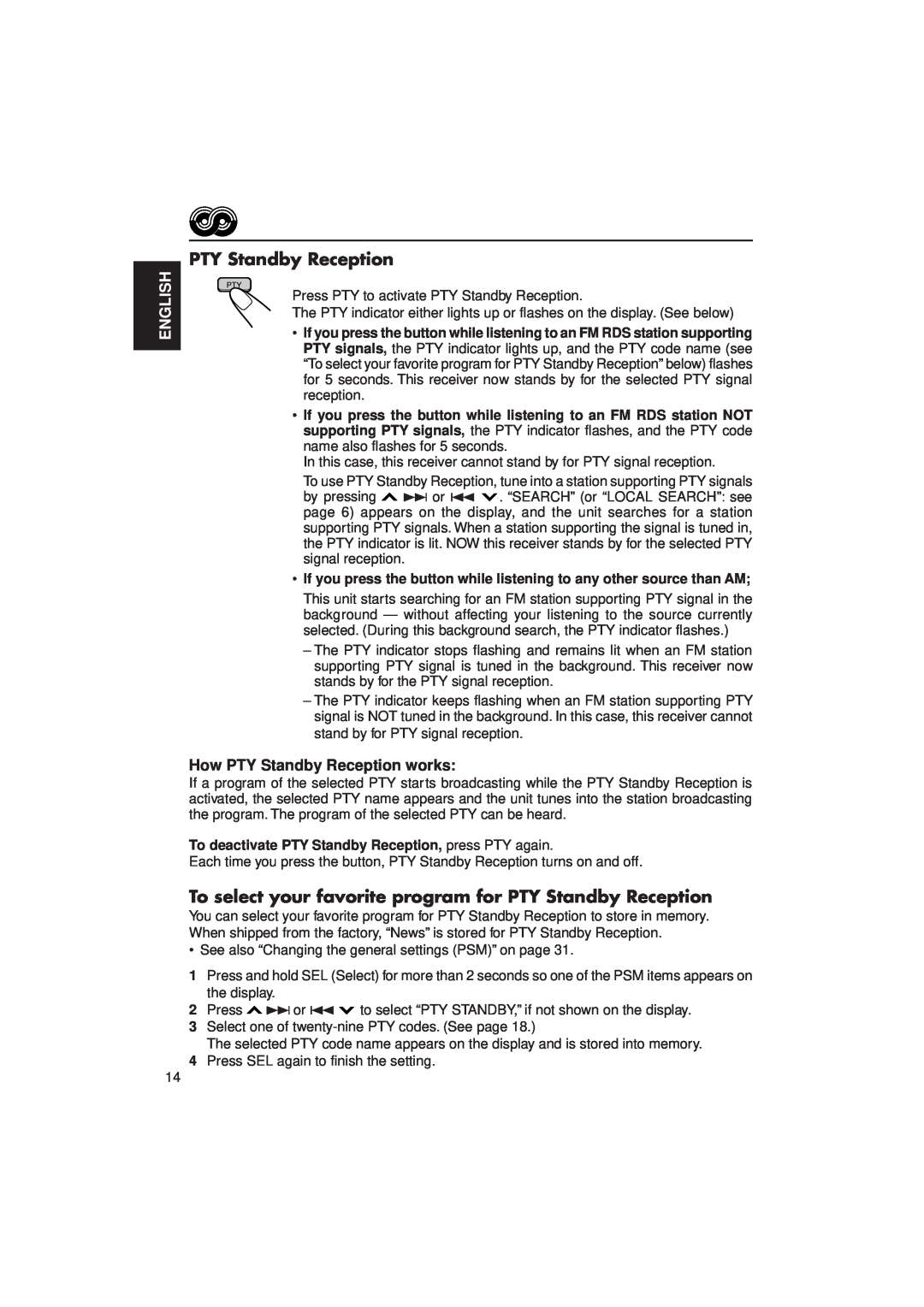 JVC KD-LX3R manual English, How PTY Standby Reception works 