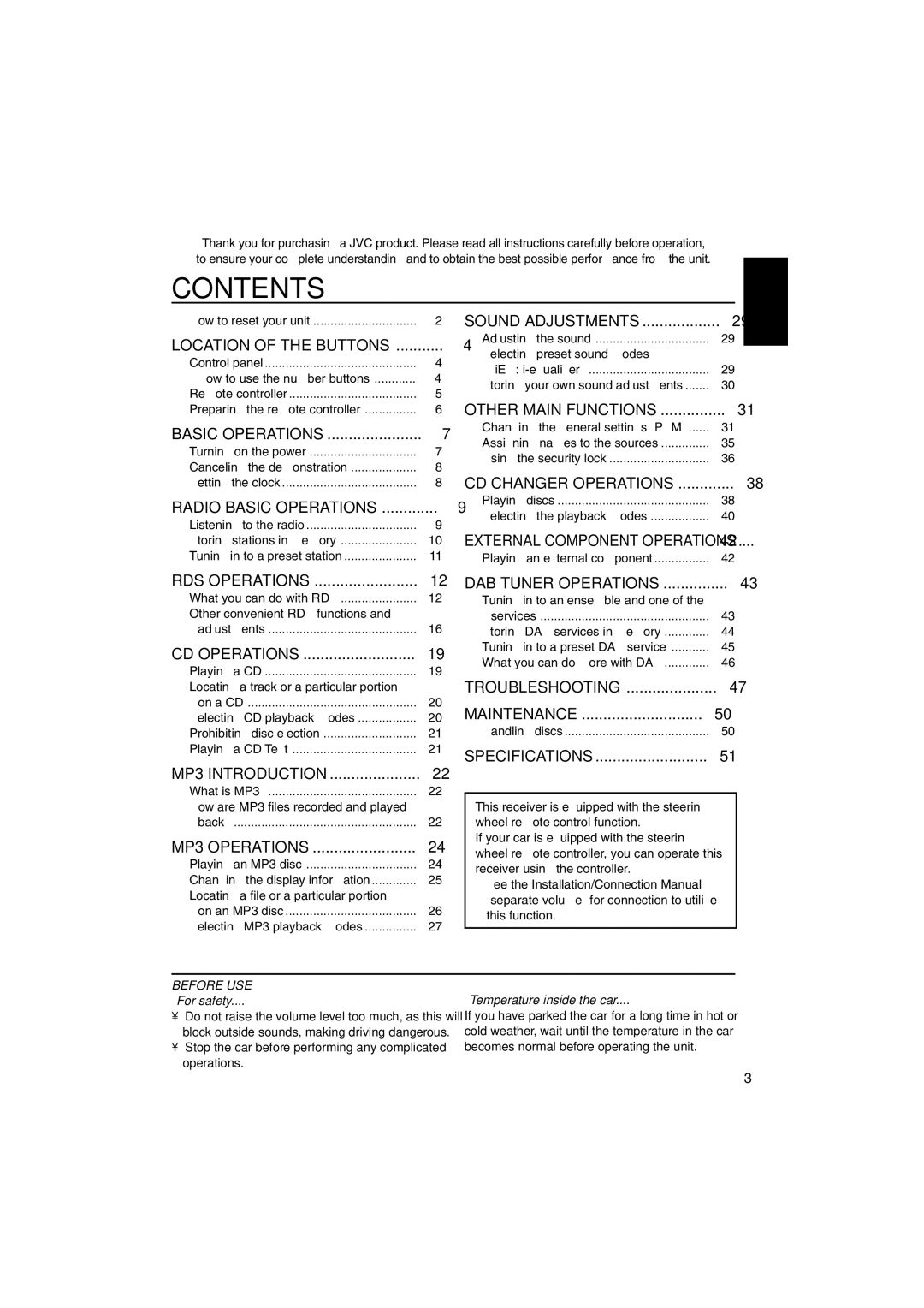 JVC KD-LX555R manual Contents 