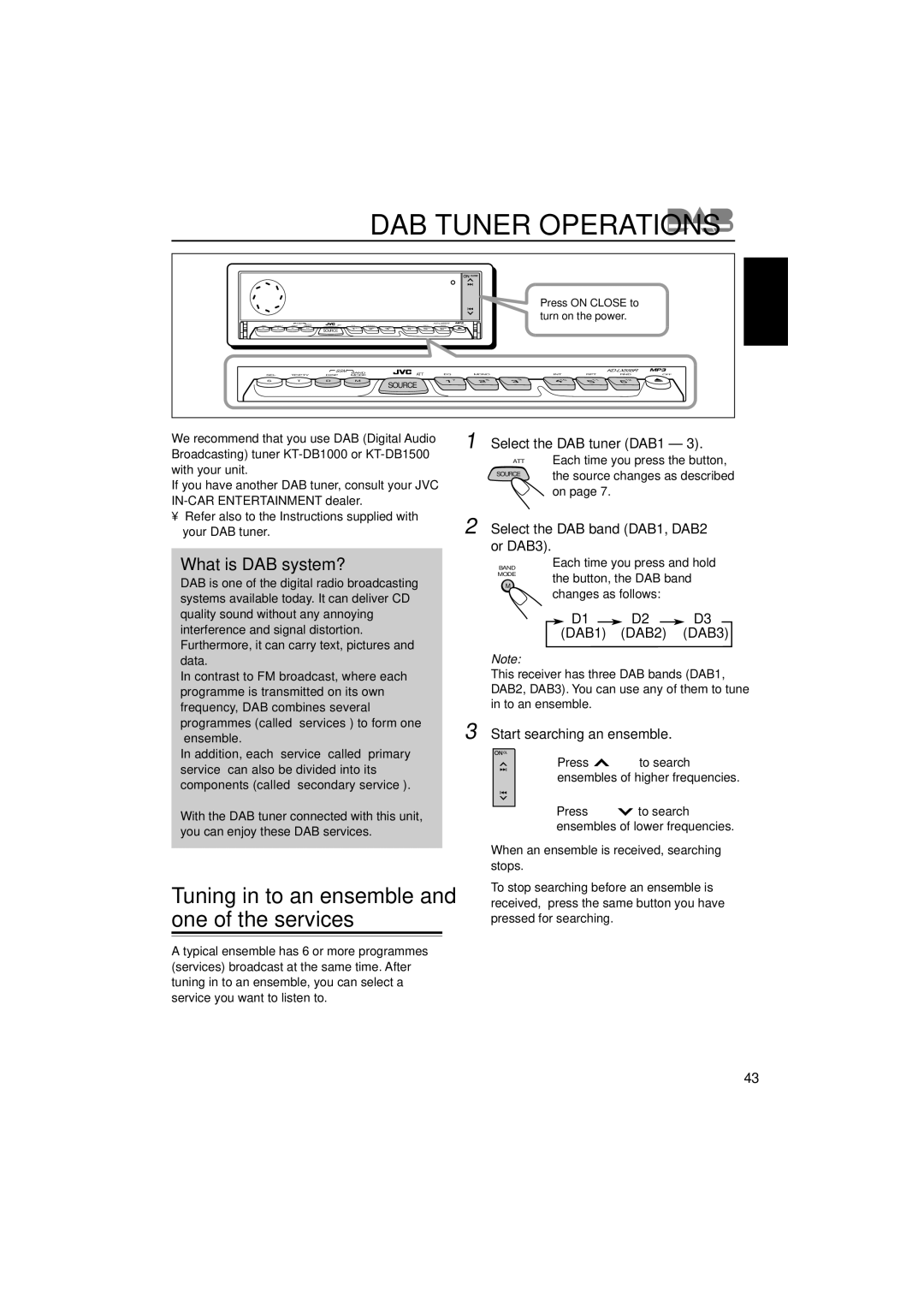 JVC KD-LX555R manual Tuning in to an ensemble and one of the services, What is DAB system? 