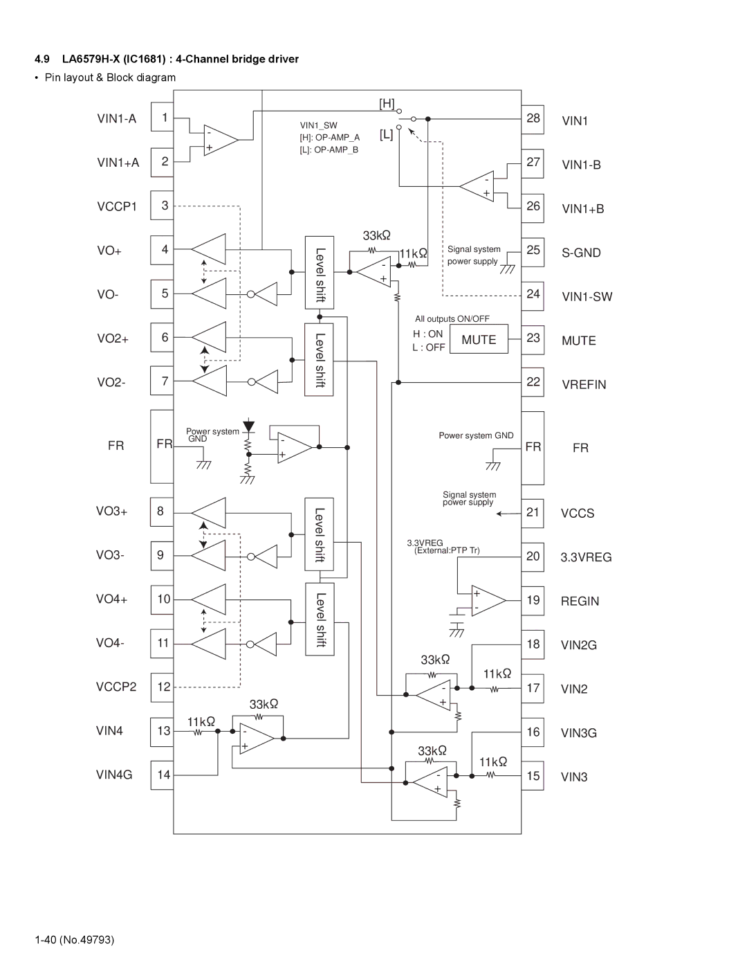 JVC KD-LX555R VIN1-A VIN1+A VCCP1 VO+, VCCP2 VIN4 VIN4G, VIN1-B, VIN1+B, VIN1-SW, Mute, Vrefin, Vccs, 3VREG, Regin, VIN2G 