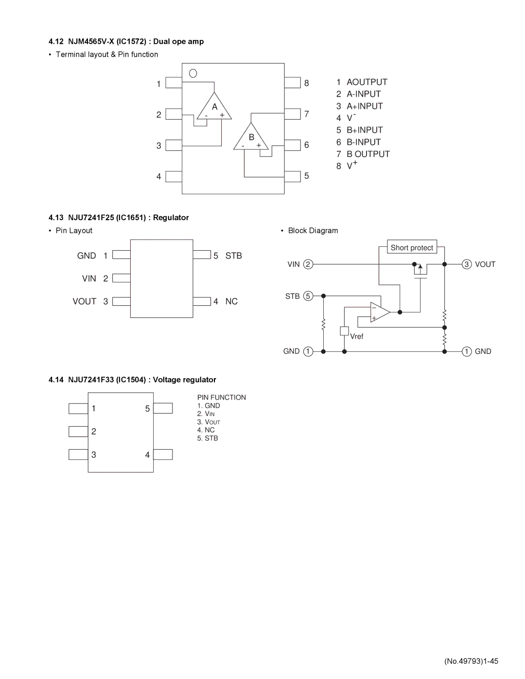 JVC KD-LX555R service manual GND STB VIN Vout, Aoutput Input +INPUT Output, 12 NJM4565V-X IC1572 Dual ope amp 