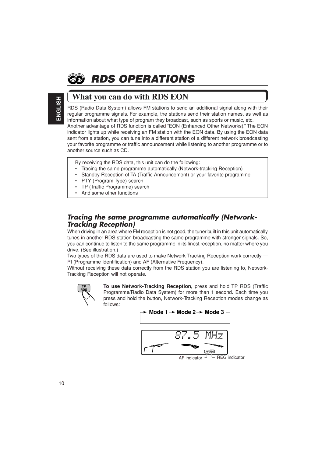 JVC KD-MX2900R manual RDS Operations, What you can do with RDS EON 