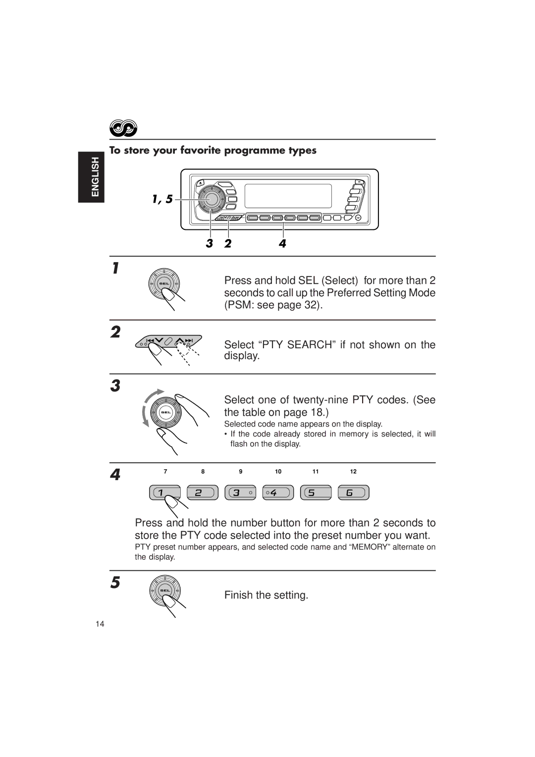 JVC KD-MX2900R manual To store your favorite programme types 