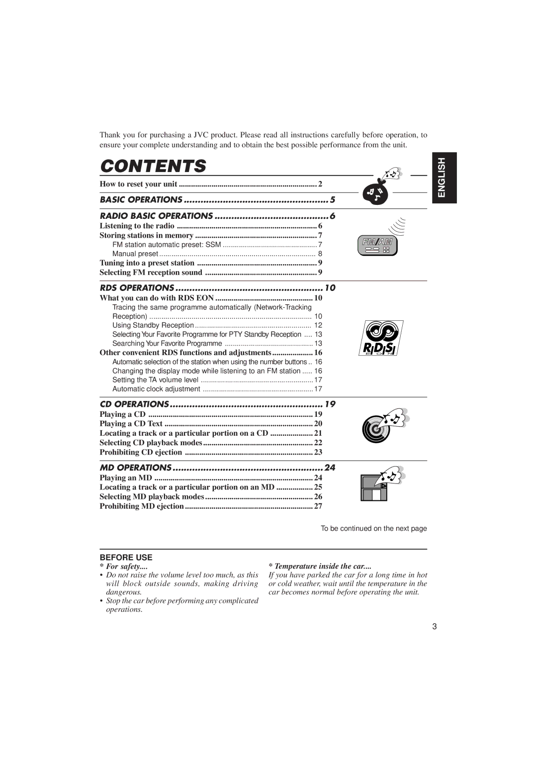 JVC KD-MX2900R manual Contents 