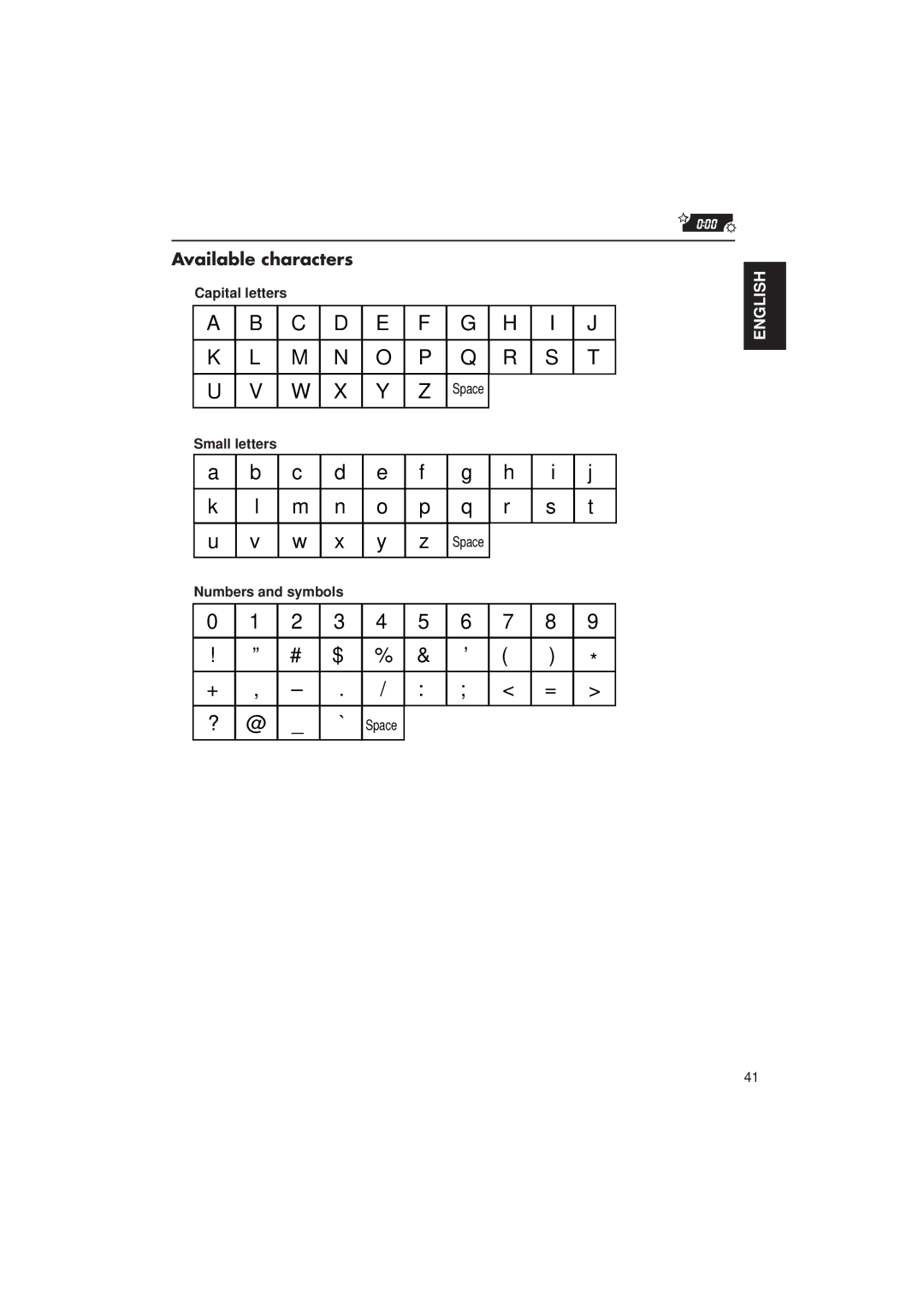 JVC KD-MX2900R manual Available characters, Capital letters, Small letters, Numbers and symbols 