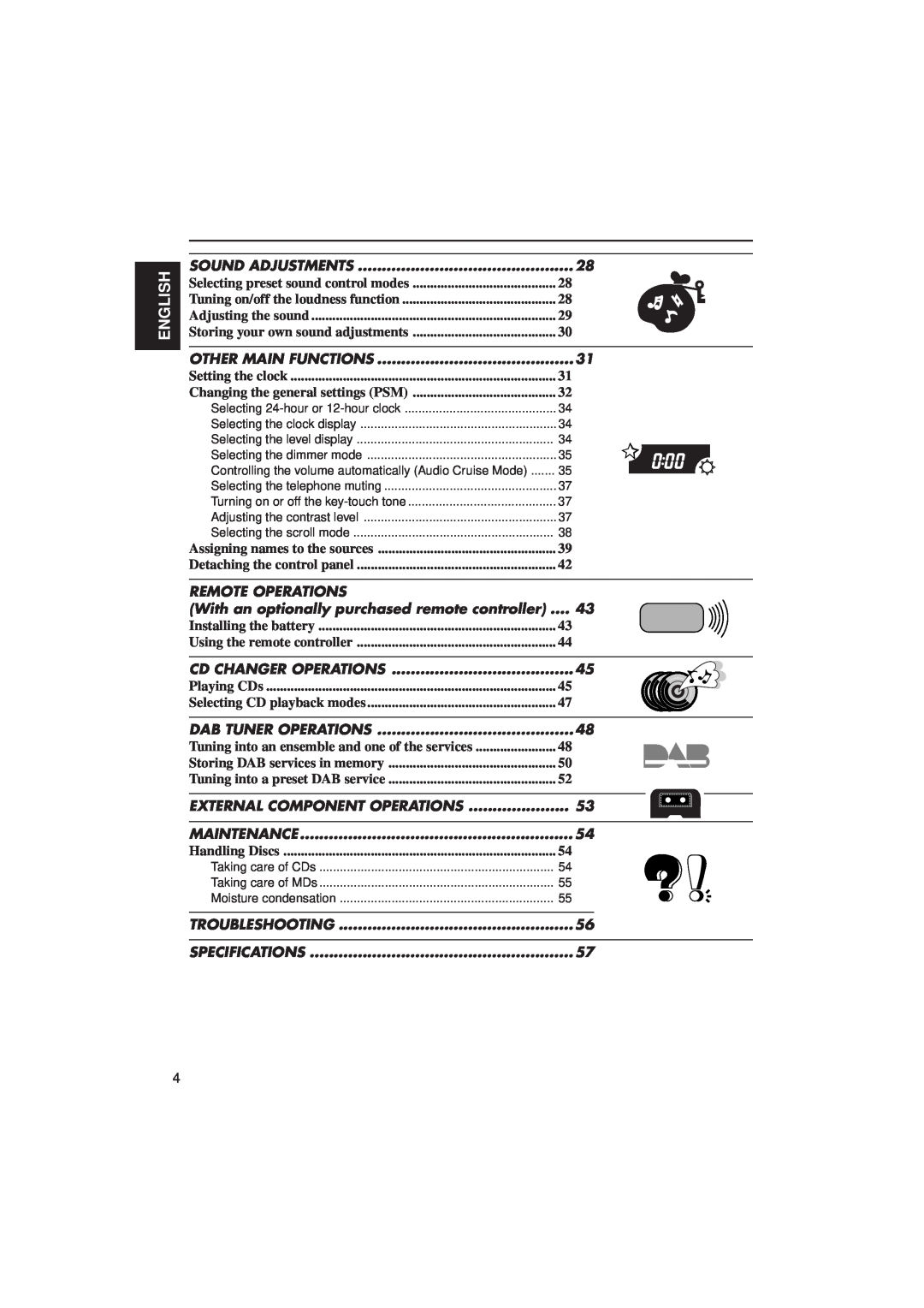 JVC KD-MX2900R manual English, Sound Adjustments, Handling Discs 