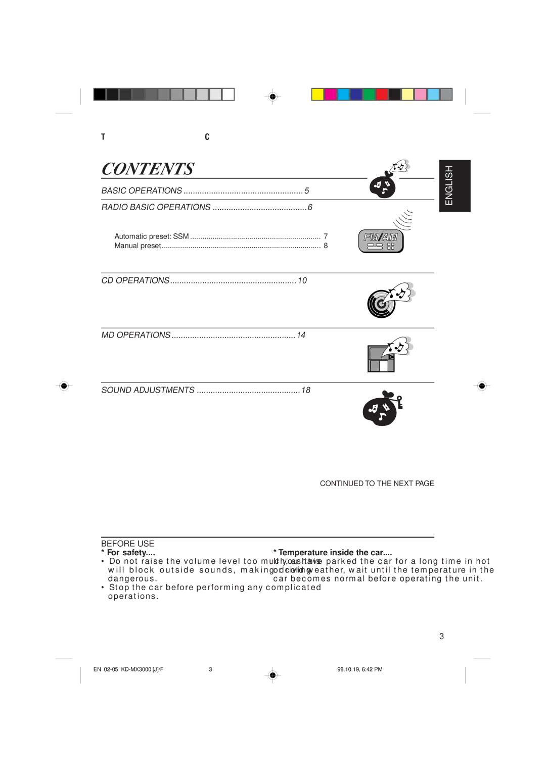 JVC KD-MX3000 manual Contents 