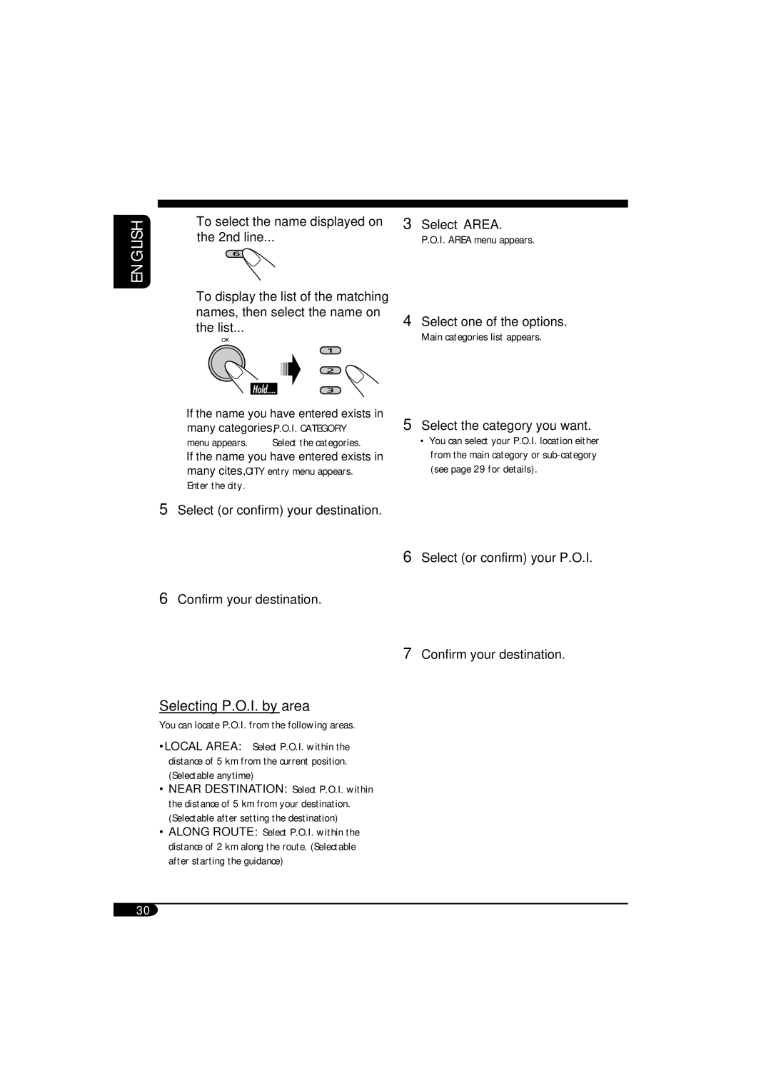 JVC KD-NX901 manual Selecting P.O.I. by area 