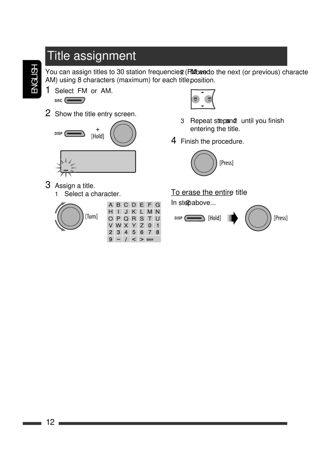 JVC KD-R303, KD-R302, KD-R301 manual Title assignment 