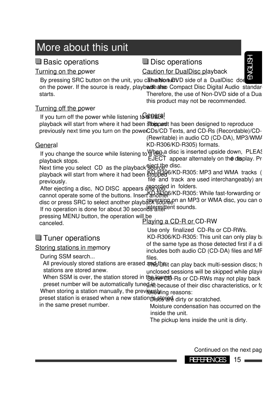 JVC KD-R303, KD-R302, KD-R301 manual More about this unit 