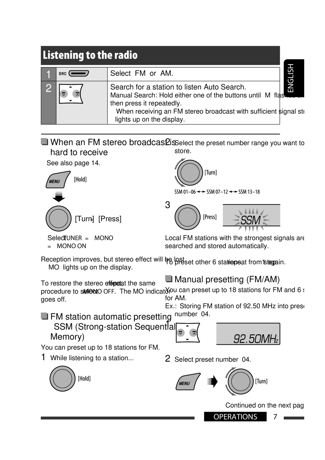 JVC KD-R302, KD-R303, KD-R301 manual On the next 