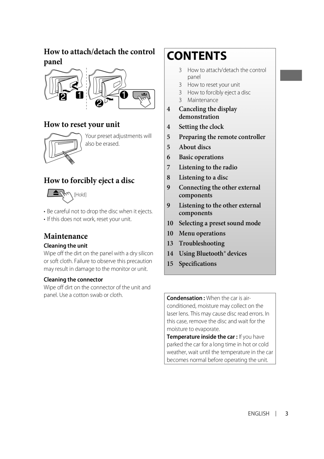 JVC KD-R326, KD-R325 manual Contents 