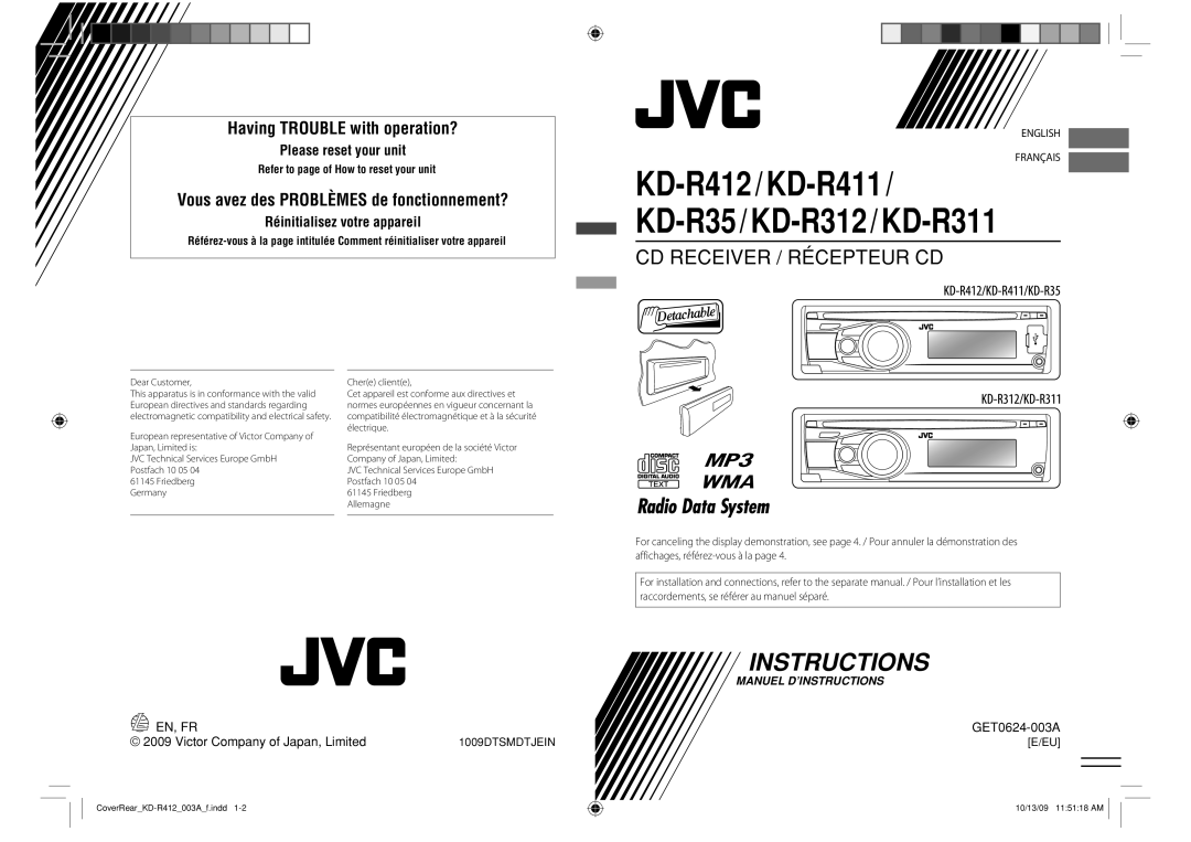 JVC manual KD-R412/KD-R411/ KD-R35/KD-R312/KD-R311 