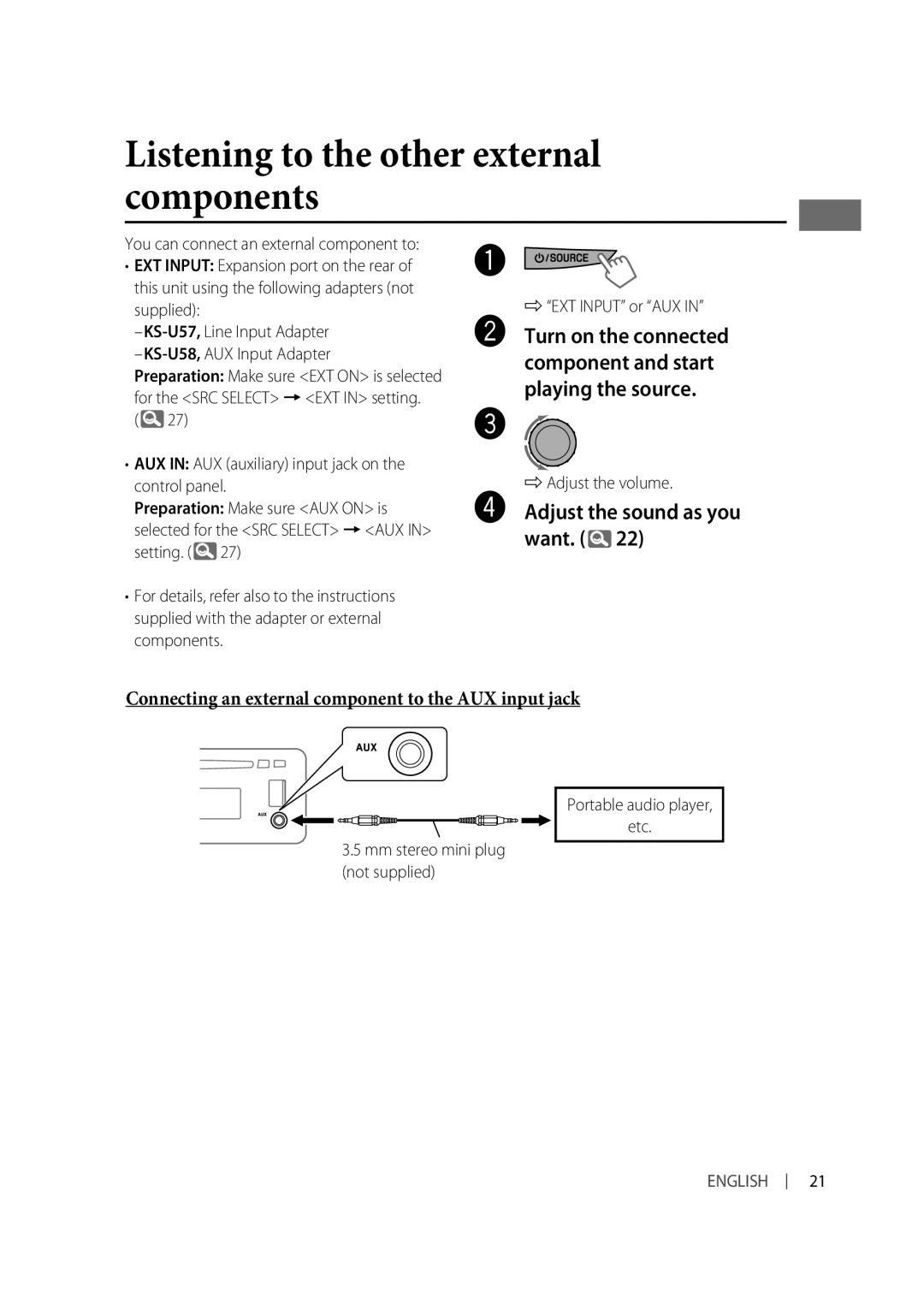 JVC KD-A615, KD-R610, KD-R618 manual Adjust the sound as you want 