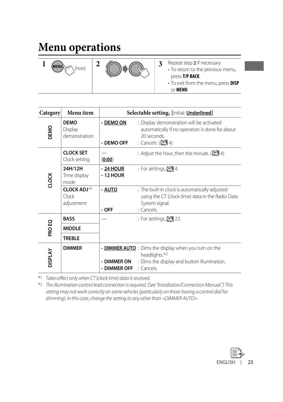 JVC KD-R610, KD-A615, KD-R618 manual Demo 