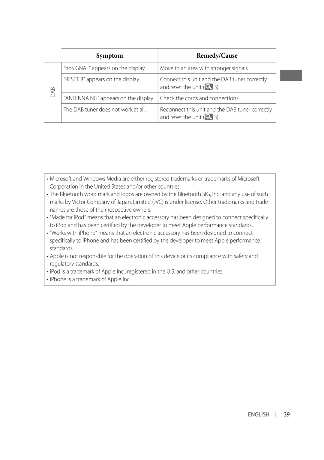 JVC KD-A615, KD-R610, KD-R618 manual Move to an area with stronger signals, Check the cords and connections 