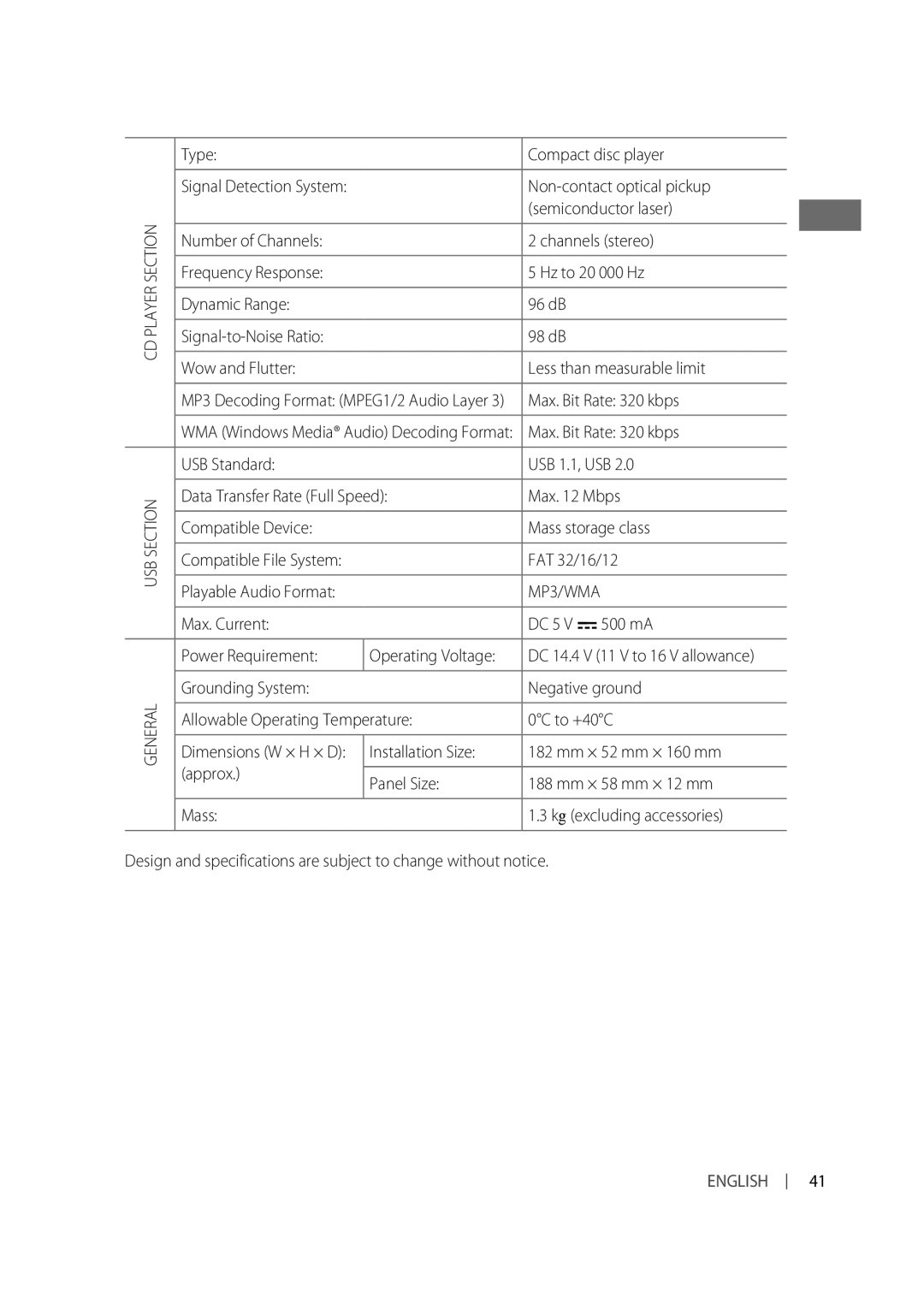 JVC KD-R610, KD-A615, KD-R618 manual Playable Audio Format 