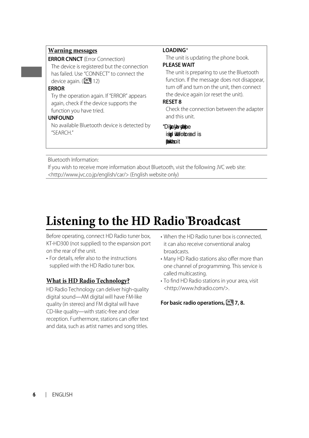 JVC KD-A615, KD-R610, KD-R618 manual Listening to the HD Radio Broadcast, What is HD Radio Technology? 