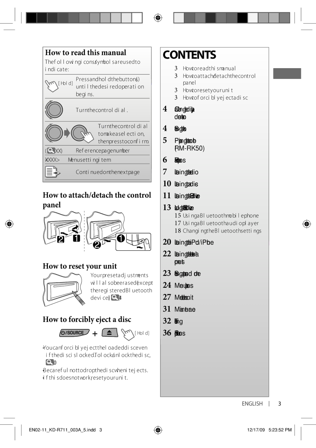 JVC KD-R711 manual Contents 