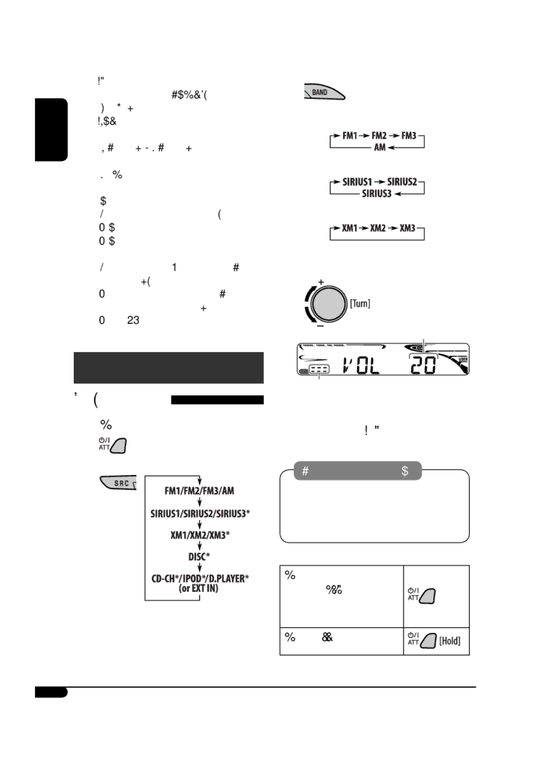 JVC KD-S33 manual Getting started, ⁄ Adjust the volume, ~ Turn on the power, Basic operations, To turn off the power 