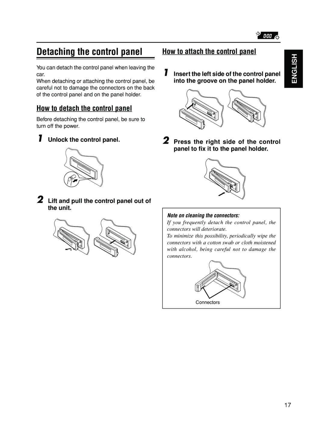 JVC KD-S50 manual Detaching the control panel, You can detach the control panel when leaving the car 