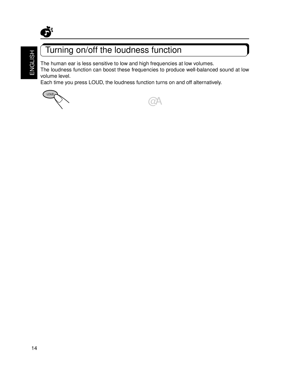 JVC KD-S550, KD-S600 manual Turning on/off the loudness function 