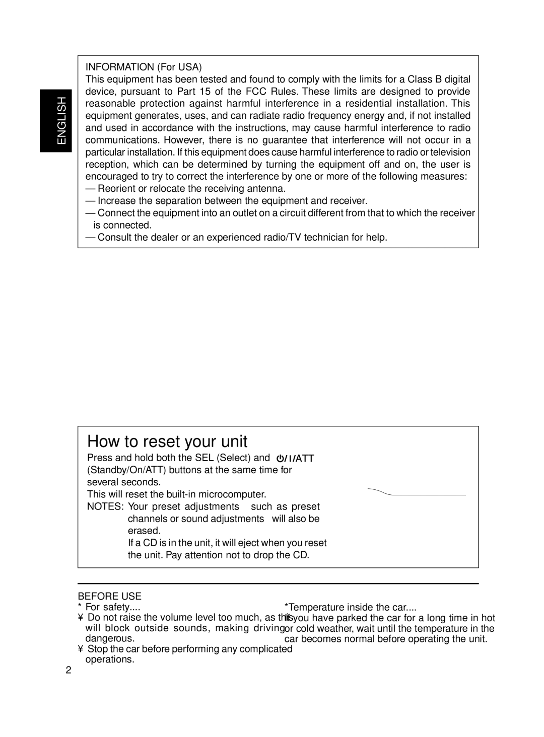 JVC KD-S550, KD-S600 manual Information For USA, Precautions 