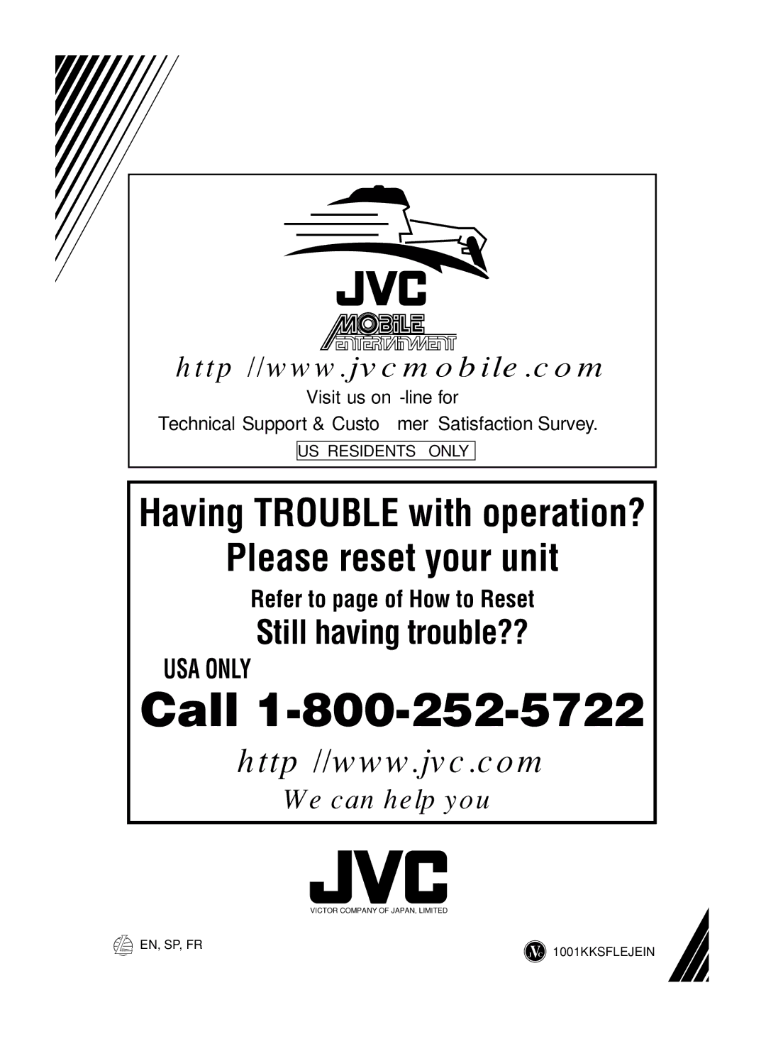 JVC KD-S580 manual Call 