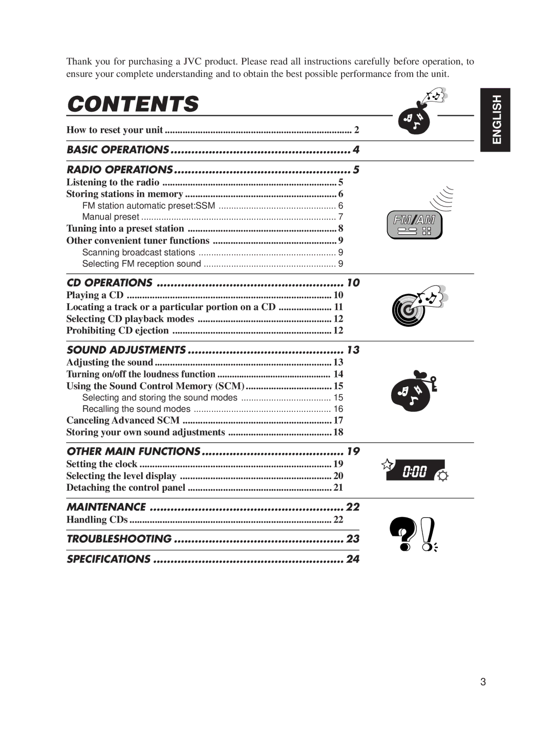 JVC KD-S611 manual Contents 