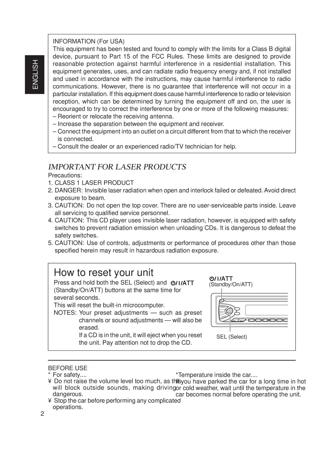 JVC KD-S620 manual Information For USA, Precautions 