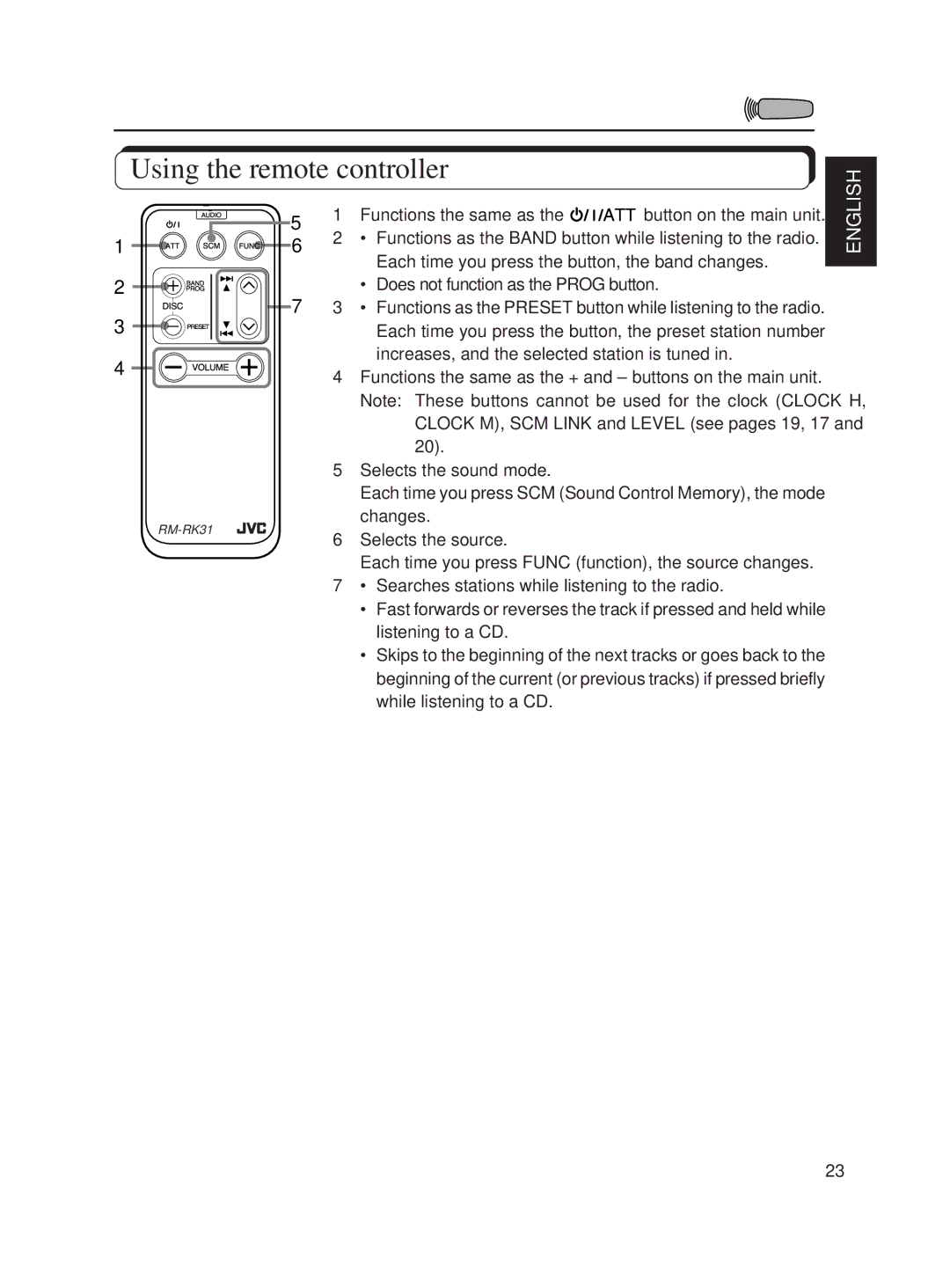 JVC manual Using the remote controller, For KD-S620 