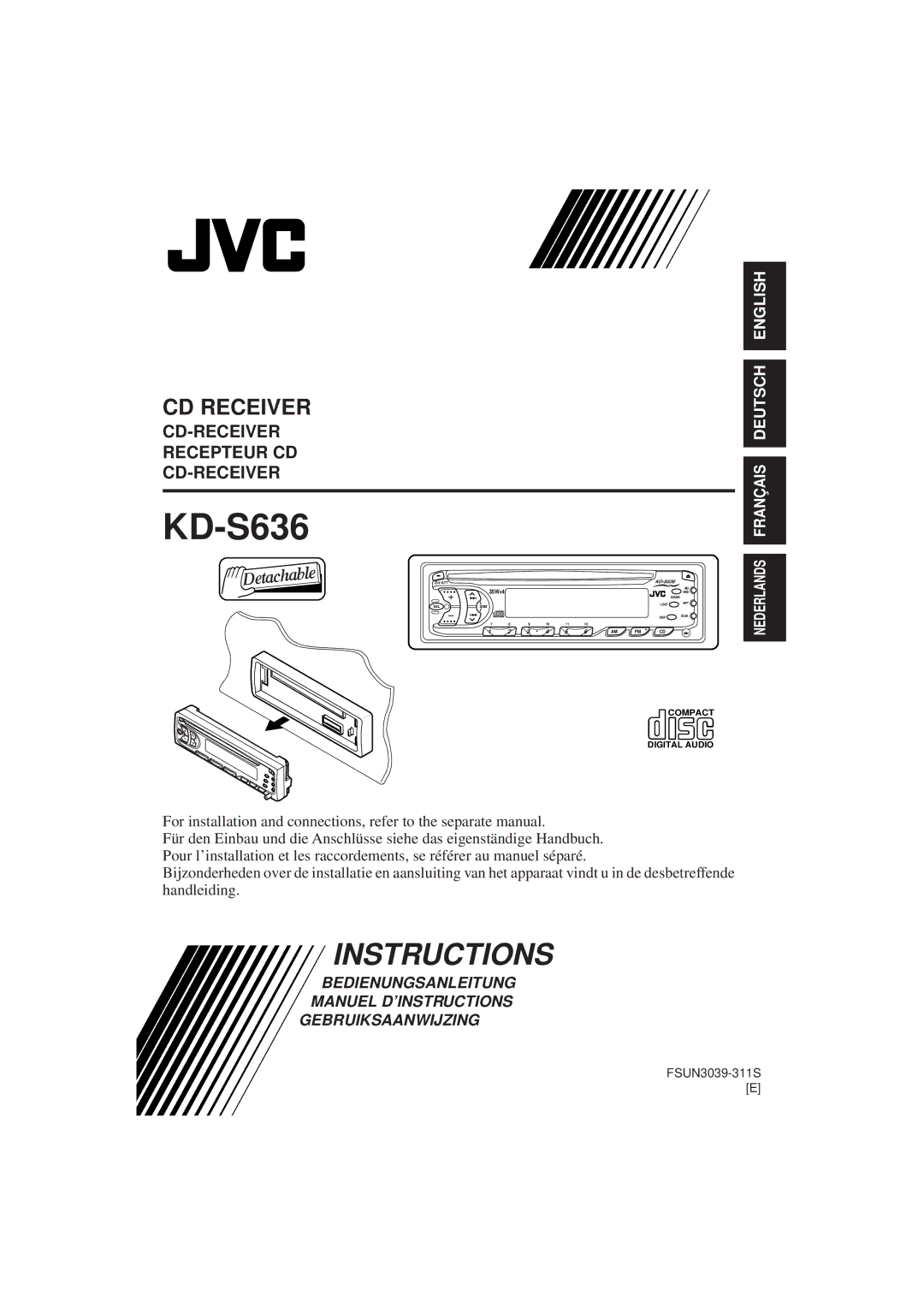 JVC KD-S636 manual Instructions 