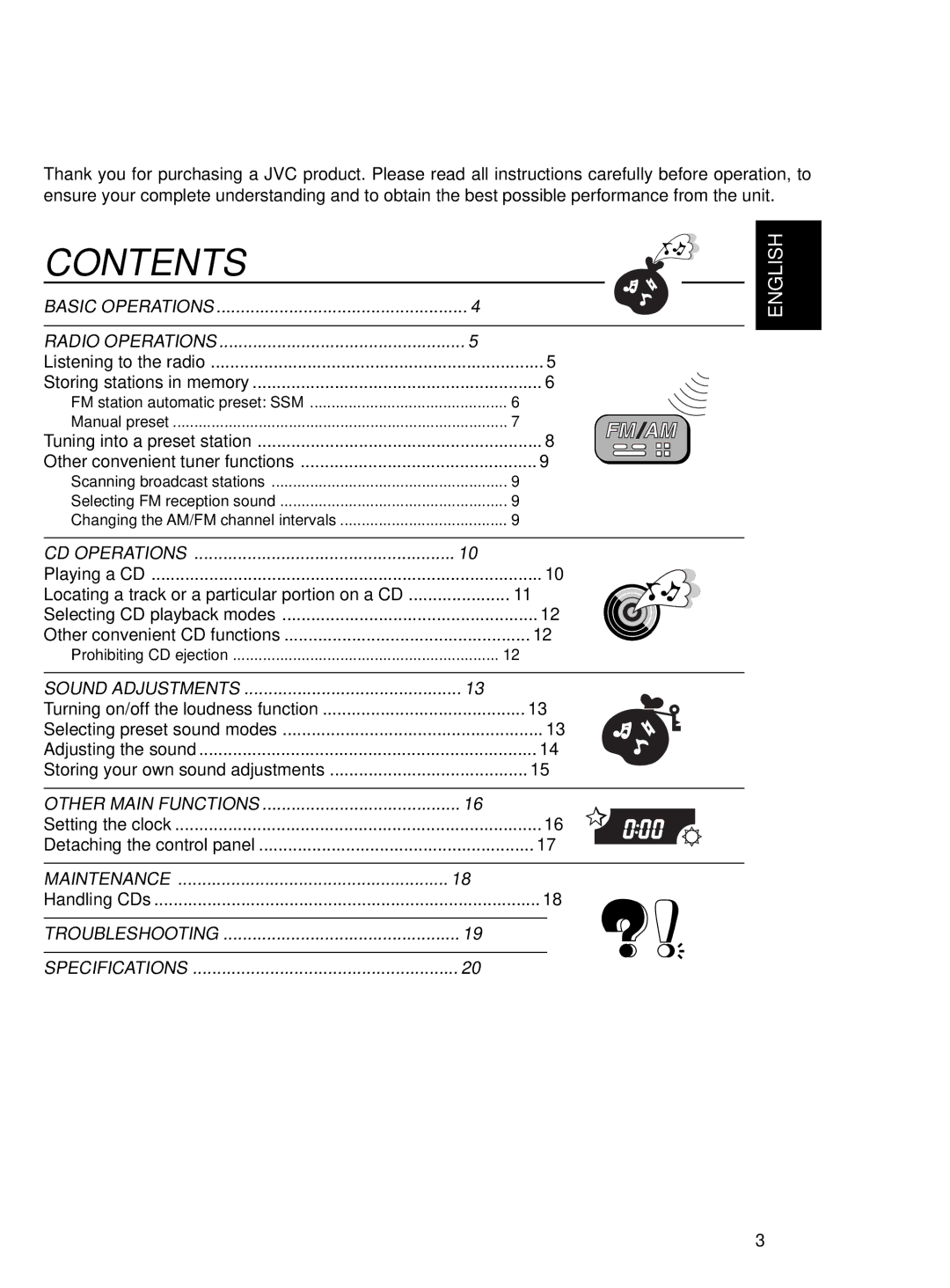 JVC KD-S640 manual Contents 