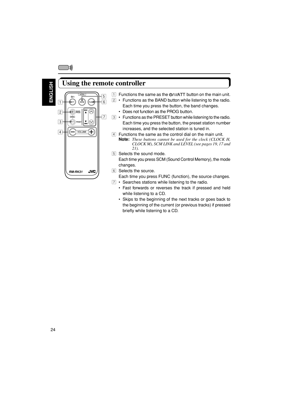 JVC KD-S670 manual Using the remote controller, Selects the source 