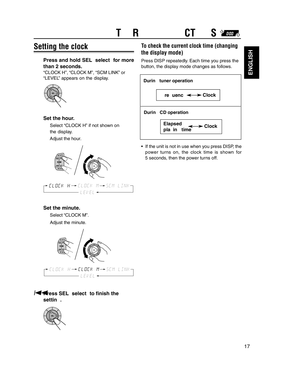 JVC KD-S680, KD-S700 manual Setting the clock, To check the current clock time changing the display mode 